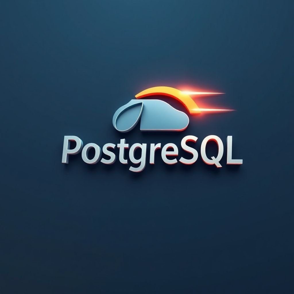 PostgreSQL logo with speed icon
