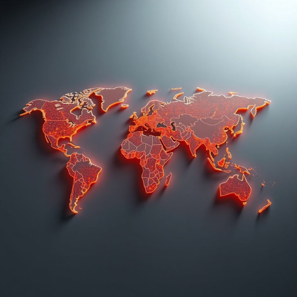 World map showing latency delays